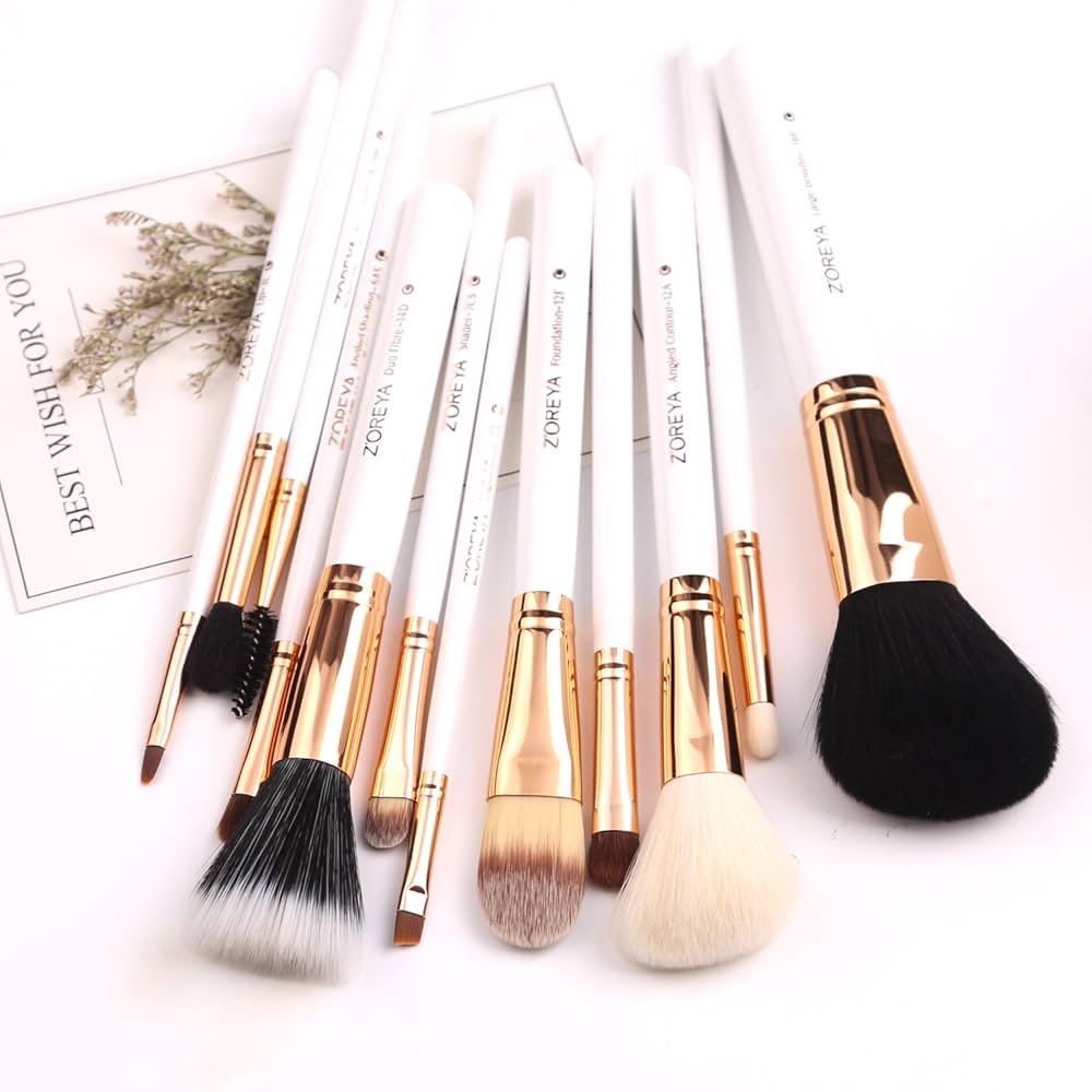 Amazon.com: Z'OREYA Travel Makeup Brush Set White 12pcs